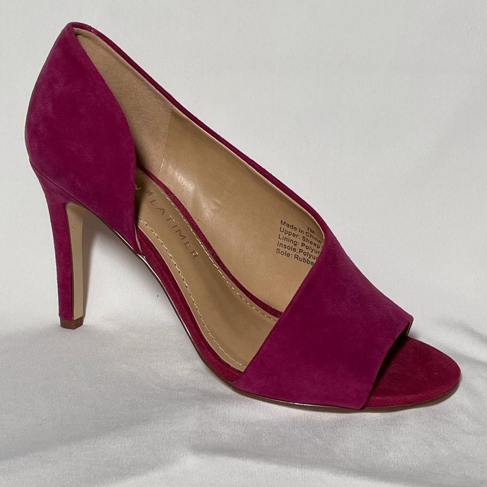 Gibson Latimer Dark Pink Suede Viollette Peep Toe Heels with Cut Outs - NWOT